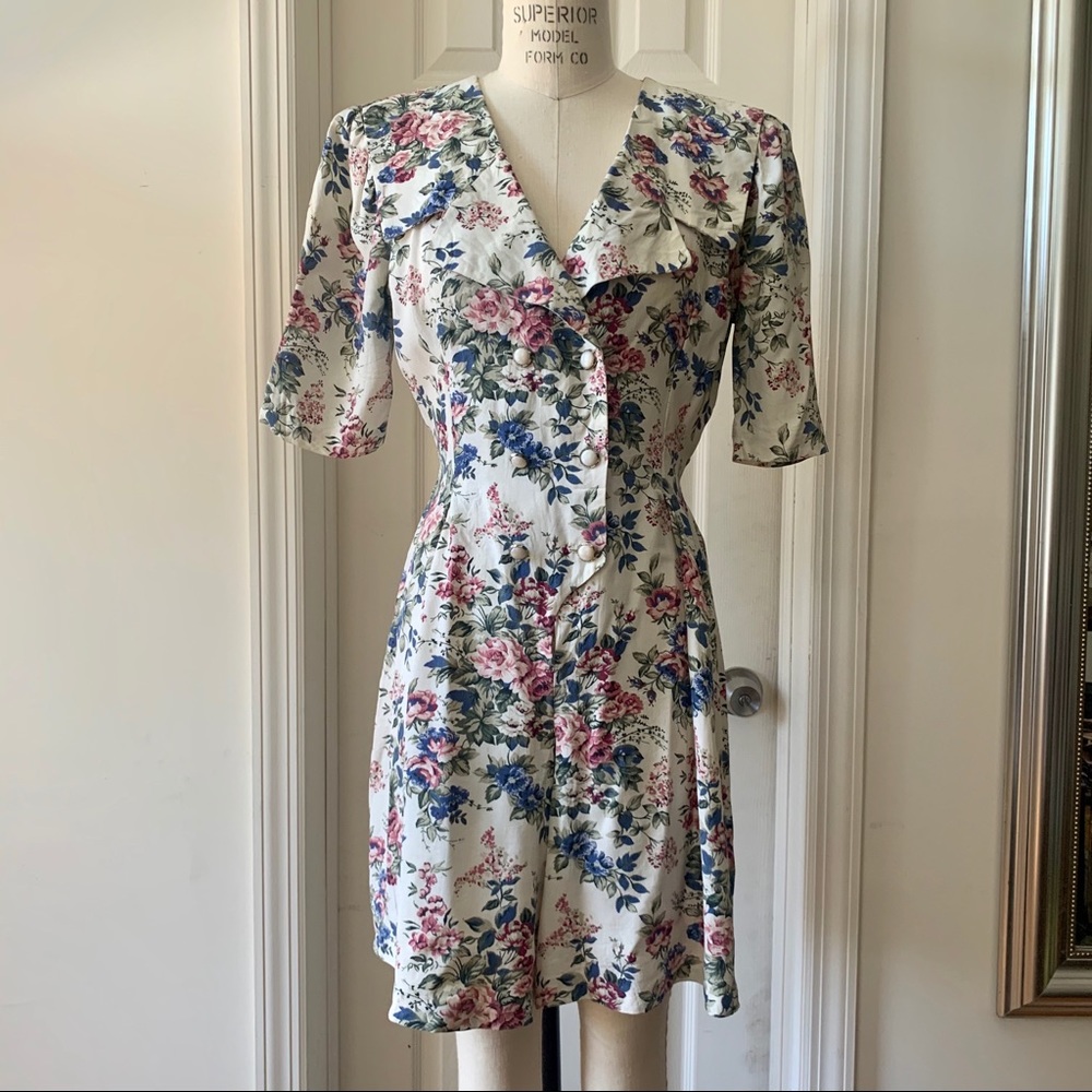 Vintage double breasted floral romper